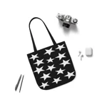 White Pentagram Star Cluster Pattern Shoulder Tote Bag