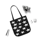White Pentagram Star Cluster Pattern Shoulder Tote Bag