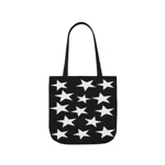White Pentagram Star Cluster Pattern Shoulder Tote Bag