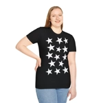 White Pentagram Star Cluster Pattern T-Shirt