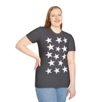White Pentagram Star Cluster Pattern T-Shirt
