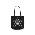White Pentagram Witches Pentacle Black Shoulder Tote Bag