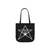 White Pentagram Witches Pentacle Black Shoulder Tote Bag