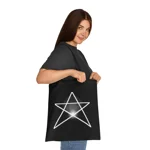 White Pentagram Witches Pentacle Cotton Shopping Tote Bag