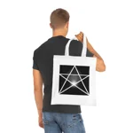 White Pentagram Witches Pentacle Cotton Shopping Tote Bag