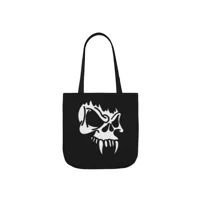 White Vampire Skull Shoulder Tote Bag