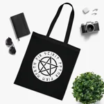Wiccan Black Runic Pentagram Cotton Shopping Tote Bag