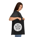 Wiccan Black Runic Pentagram Cotton Shopping Tote Bag