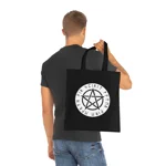 Wiccan Black Runic Pentagram Cotton Shopping Tote Bag