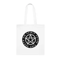 Wiccan Black Runic Pentagram Cotton Shopping Tote Bag