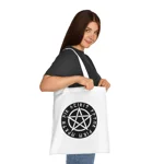Wiccan Black Runic Pentagram Cotton Shopping Tote Bag