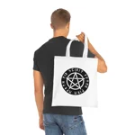 Wiccan Black Runic Pentagram Cotton Shopping Tote Bag