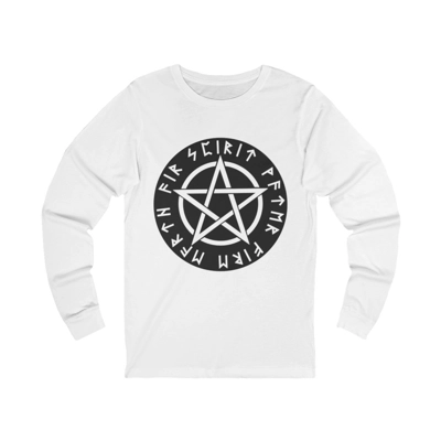 Wiccan Black Runic Pentagram Long Sleeve T-Shirt