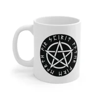 Wiccan Black Runic Pentagram Coffee Mug
