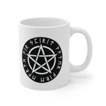 Wiccan Black Runic Pentagram Coffee Mug