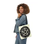 Wiccan Black Runic Pentagram Shoulder Tote Bag