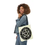 Wiccan Black Runic Pentagram Shoulder Tote Bag