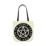 Wiccan Black Runic Pentagram Shoulder Tote Bag