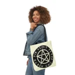 Wiccan Black Runic Pentagram Shoulder Tote Bag
