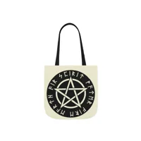 Wiccan Black Runic Pentagram Shoulder Tote Bag