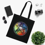 Wiccan Pentagram Cotton Shopping Tote Bag