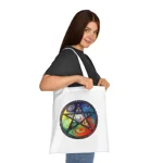 Wiccan Pentagram Cotton Shopping Tote Bag