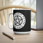 Wiccan White Runic Pentagram Coffee Mug
