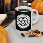 Wiccan White Runic Pentagram Coffee Mug