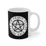 Wiccan White Runic Pentagram Coffee Mug