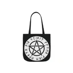 Wiccan White Runic Pentagram Shoulder Tote Bag