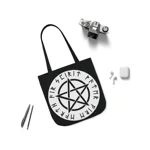 Wiccan White Runic Pentagram Shoulder Tote Bag