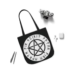 Wiccan White Runic Pentagram Shoulder Tote Bag