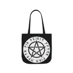 Wiccan White Runic Pentagram Shoulder Tote Bag