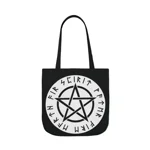 Wiccan White Runic Pentagram Shoulder Tote Bag