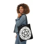 Wiccan White Runic Pentagram Shoulder Tote Bag