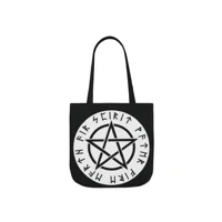Wiccan White Runic Pentagram Shoulder Tote Bag