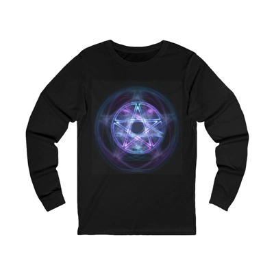 Witchcraft Blue Fire Pentagram Long Sleeve T-Shirt