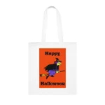 Happy Halloween Quote witch Flying  Cotton Tote Shopping Bag