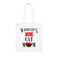 World's Best Cat Mum Mother's Day Cotton Shopping Tote Bag