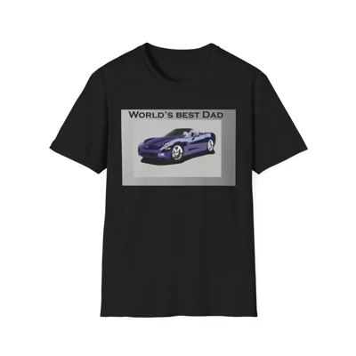 World's Best Dad Blue Convertible Sports Car T-Shirt