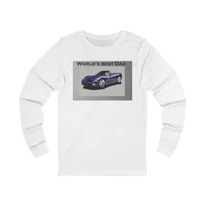 World's Best Dad Blue Convertible Sports Car Long Sleeve T-Shirt