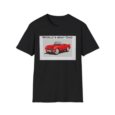 World's Best Dad Red Convertible Sports Car T-Shirt