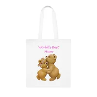 World's Best Mum Dancing Teddy Bears Cotton Shopping Tote Bag