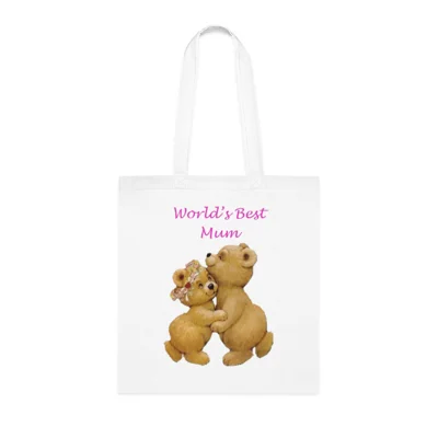 World's Best Mum Dancing Teddy Bears Cotton Shopping Tote Bag