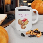 World's Best Mum Teddy And A Basket Of Hearts Coffee Mug