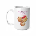 World's Best Mum Teddy And A Basket Of Hearts Coffee Mug