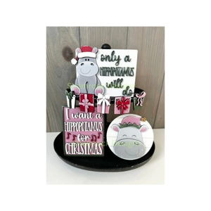 Hippopotamus Christmas Decor Set