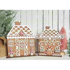Gingerbread house shelf sitters set
