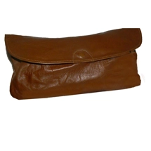 Brown Leather Envelope Clutch Bag