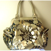 Gold Faux Leather Large Hand..